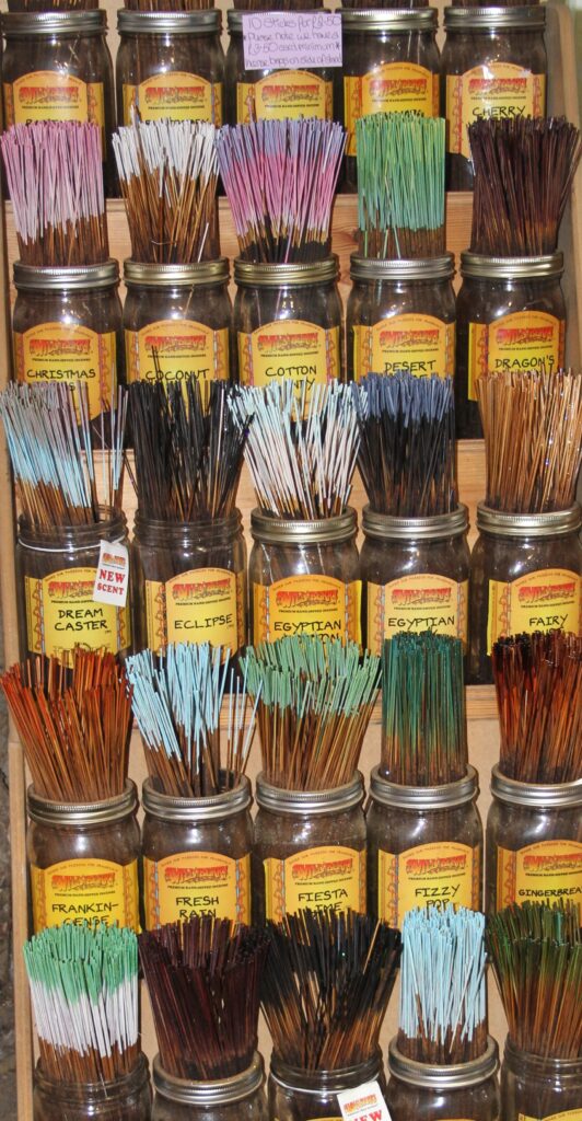Jars of incense sticks in Glastonbury