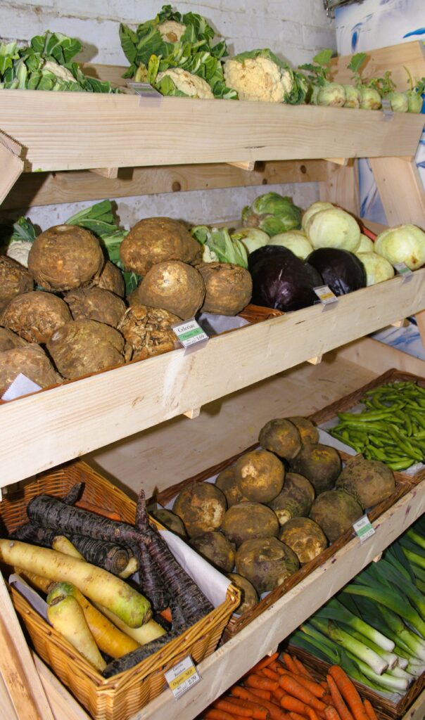 Vegetables at a farm shop in Chettle
